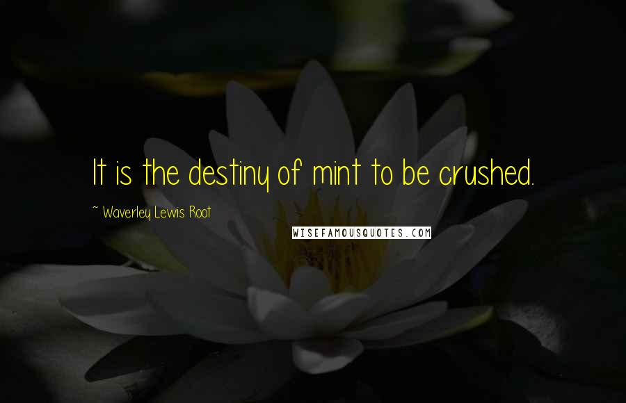 Waverley Lewis Root Quotes: It is the destiny of mint to be crushed.
