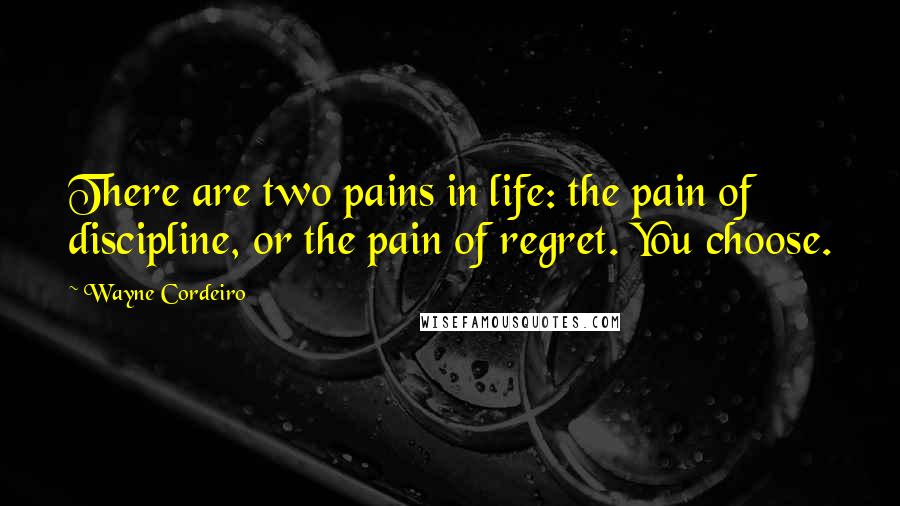 Wayne Cordeiro Quotes: There are two pains in life: the pain of discipline, or the pain of regret. You choose.