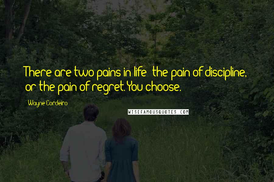 Wayne Cordeiro Quotes: There are two pains in life: the pain of discipline, or the pain of regret. You choose.