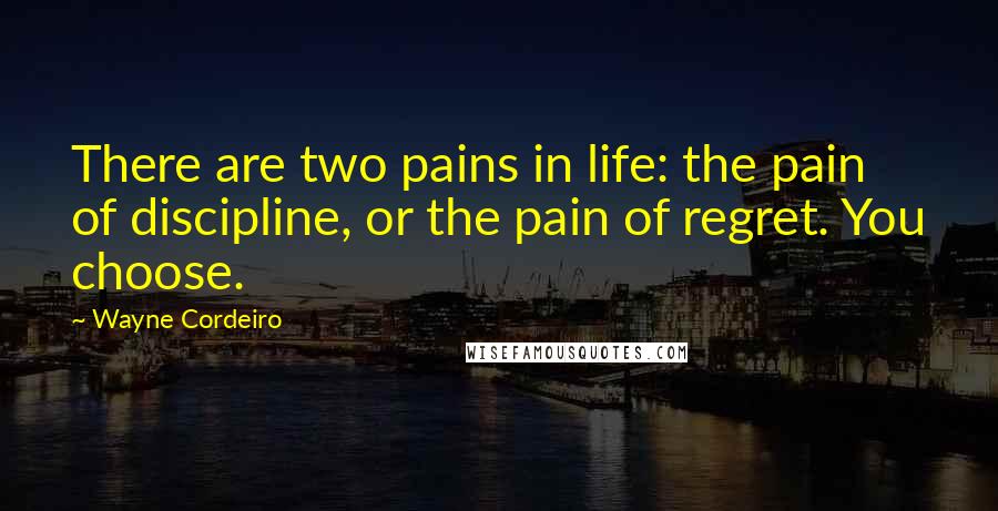 Wayne Cordeiro Quotes: There are two pains in life: the pain of discipline, or the pain of regret. You choose.