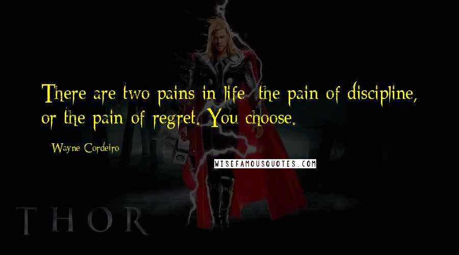 Wayne Cordeiro Quotes: There are two pains in life: the pain of discipline, or the pain of regret. You choose.