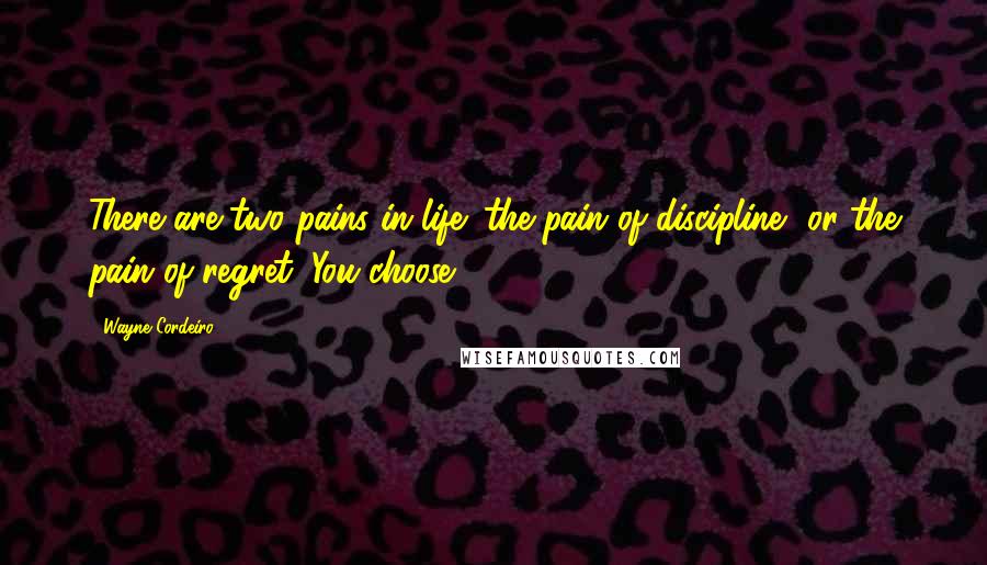 Wayne Cordeiro Quotes: There are two pains in life: the pain of discipline, or the pain of regret. You choose.