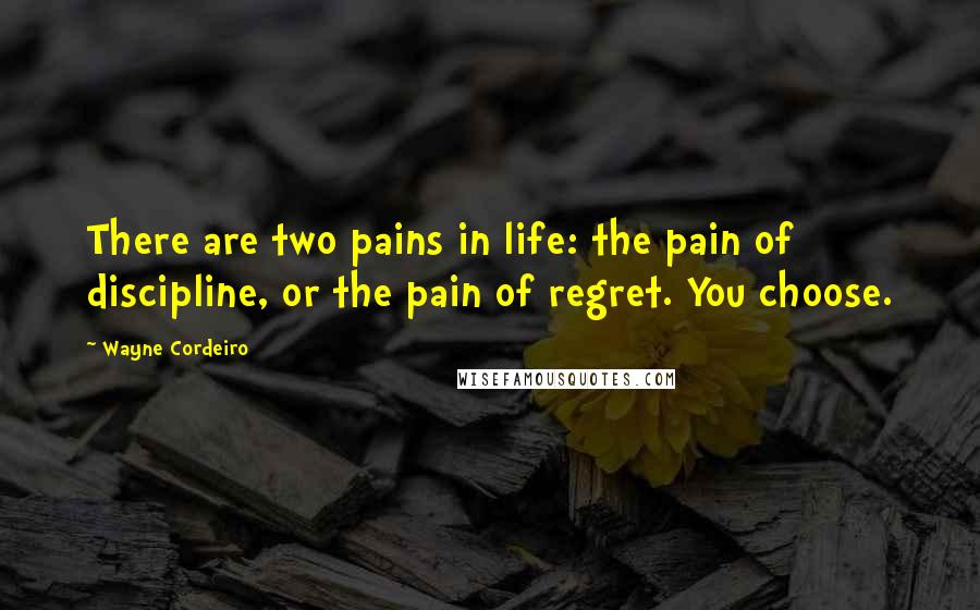 Wayne Cordeiro Quotes: There are two pains in life: the pain of discipline, or the pain of regret. You choose.