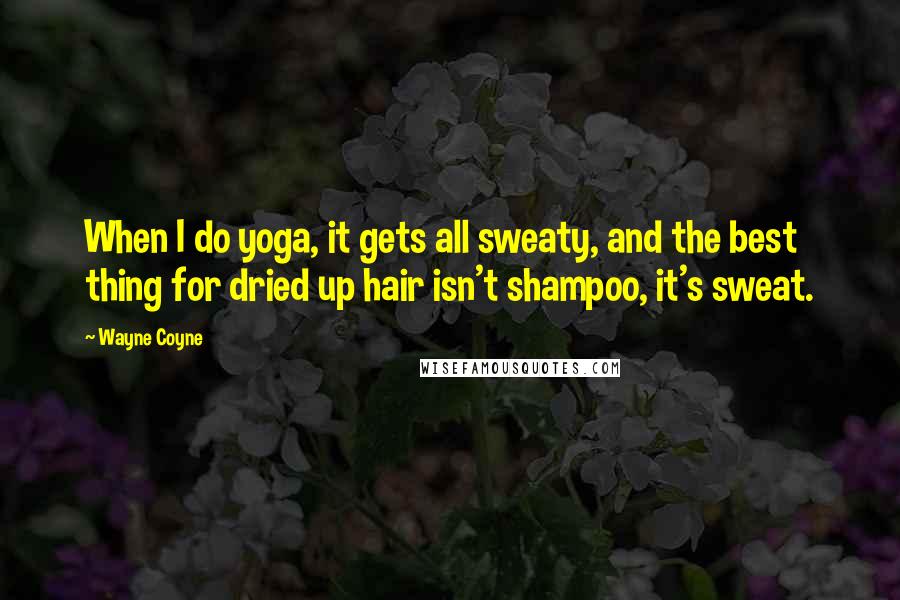 Wayne Coyne Quotes: When I do yoga, it gets all sweaty, and the best thing for dried up hair isn't shampoo, it's sweat.