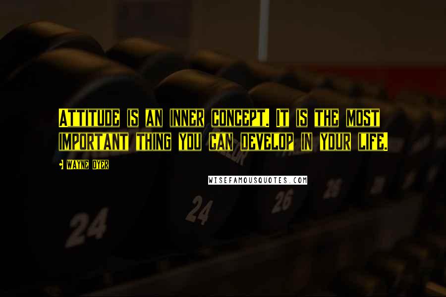 Wayne Dyer Quotes: Attitude is an inner concept. It is the most important thing you can develop in your life.