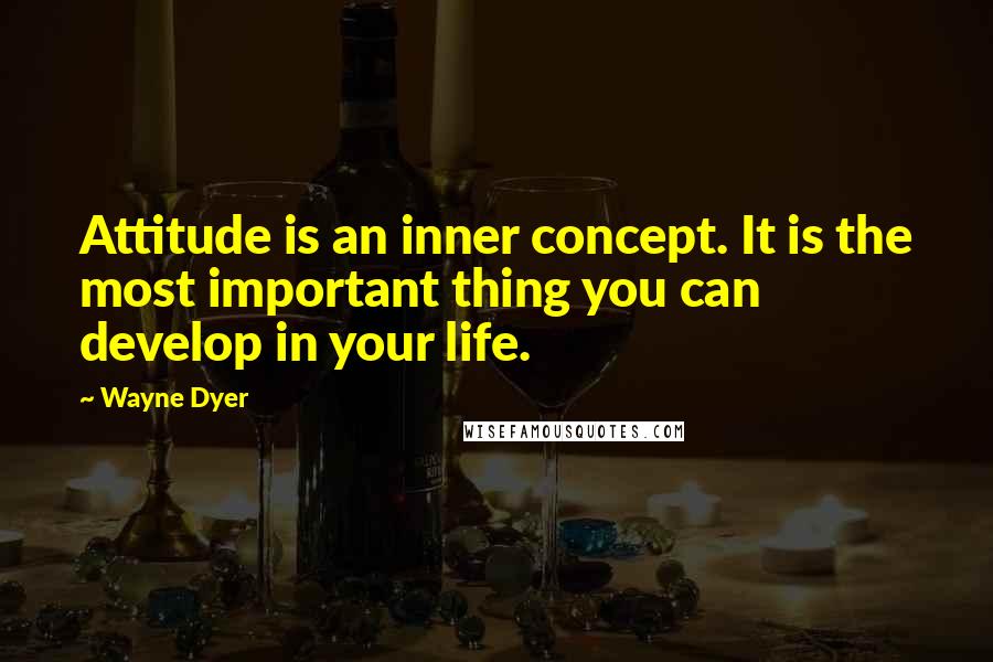 Wayne Dyer Quotes: Attitude is an inner concept. It is the most important thing you can develop in your life.