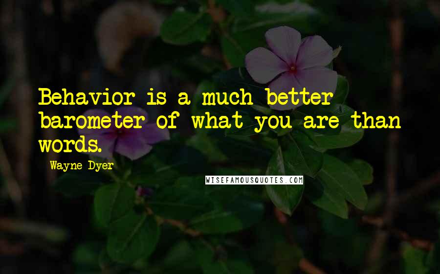 Wayne Dyer Quotes: Behavior is a much better barometer of what you are than words.
