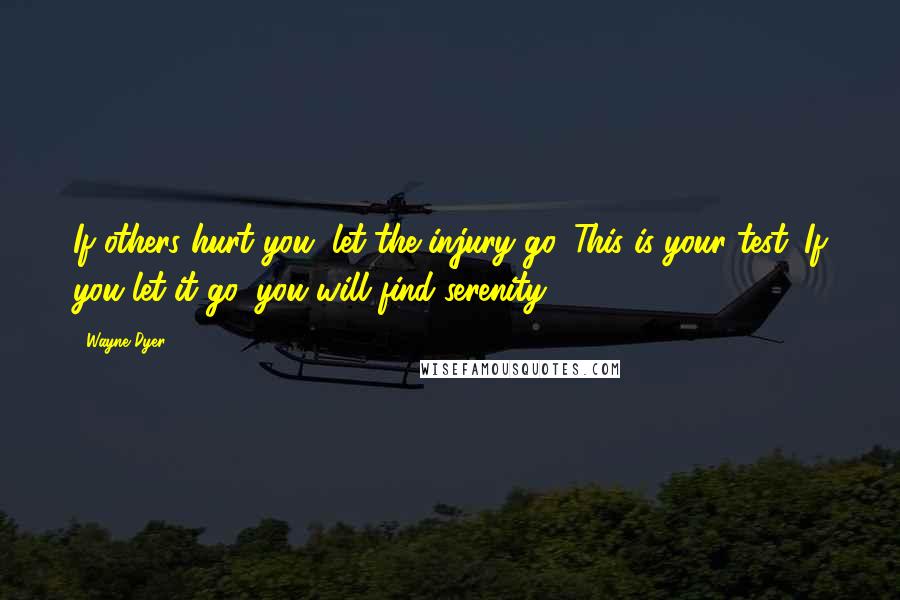Wayne Dyer Quotes: If others hurt you, let the injury go. This is your test. If you let it go, you will find serenity.