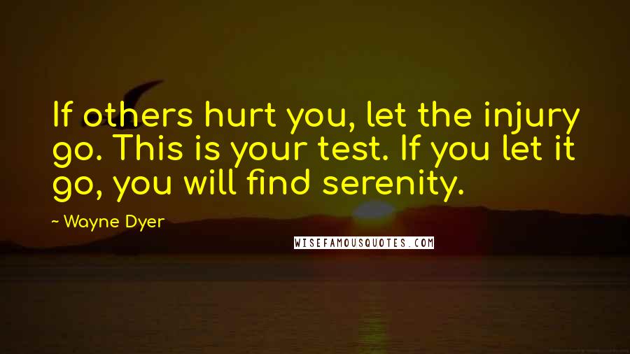 Wayne Dyer Quotes: If others hurt you, let the injury go. This is your test. If you let it go, you will find serenity.