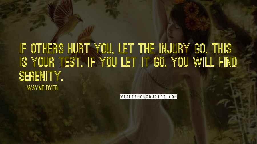 Wayne Dyer Quotes: If others hurt you, let the injury go. This is your test. If you let it go, you will find serenity.