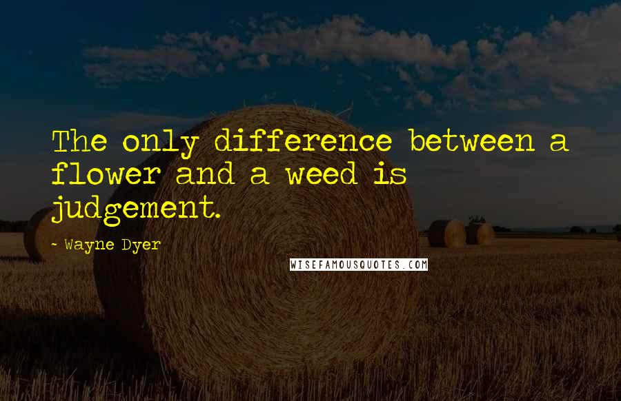 Wayne Dyer Quotes: The only difference between a flower and a weed is judgement.