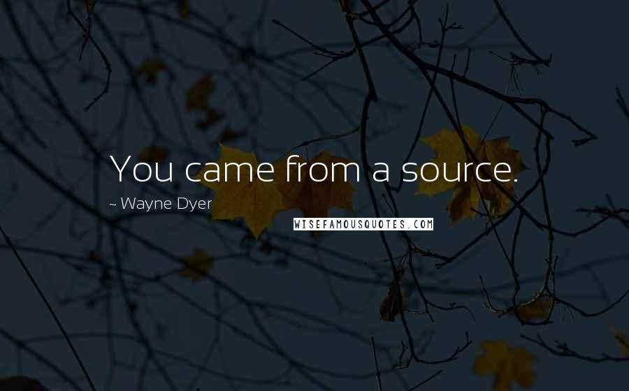 Wayne Dyer Quotes: You came from a source.