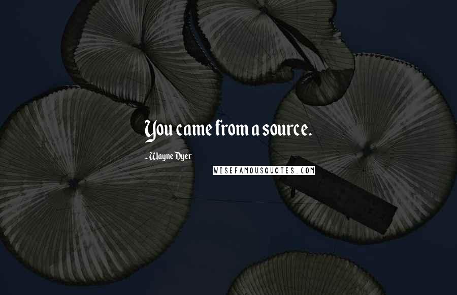 Wayne Dyer Quotes: You came from a source.