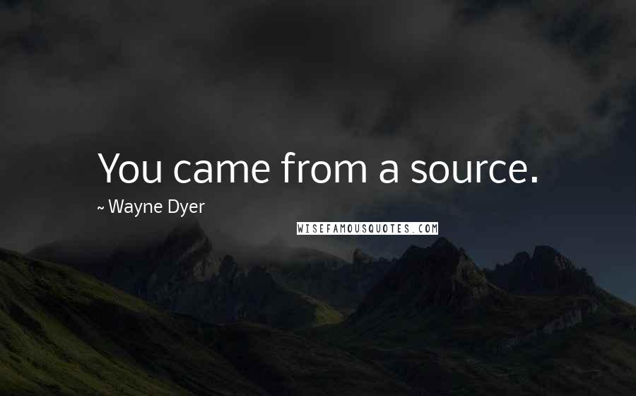 Wayne Dyer Quotes: You came from a source.