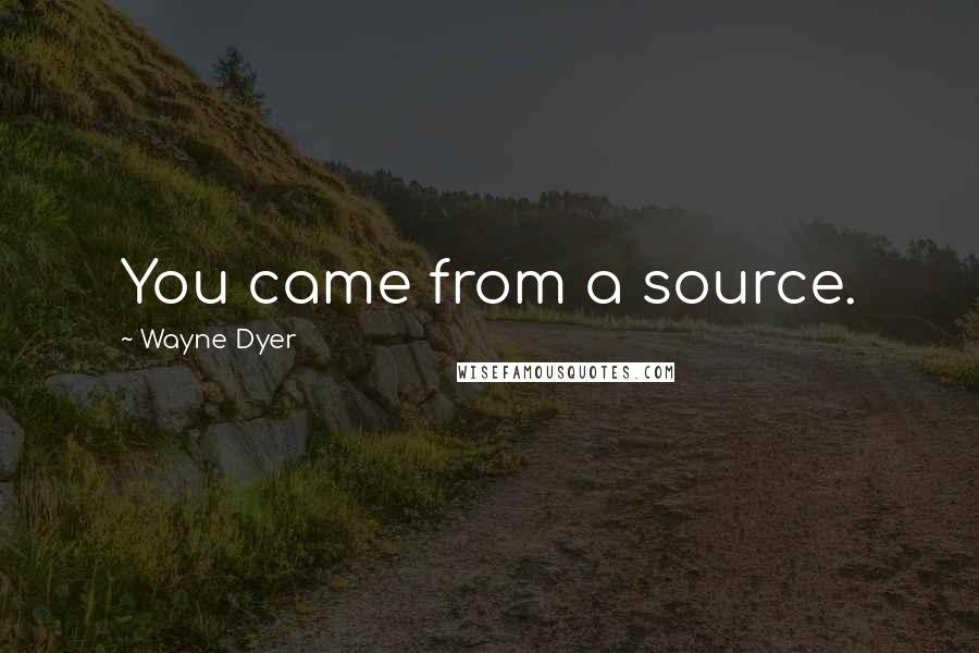 Wayne Dyer Quotes: You came from a source.