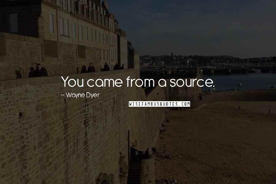 Wayne Dyer Quotes: You came from a source.