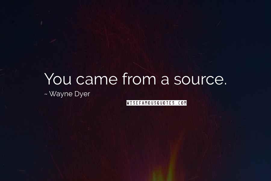 Wayne Dyer Quotes: You came from a source.