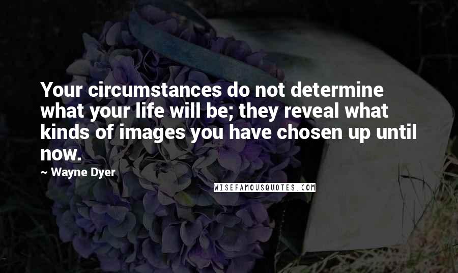 Wayne Dyer Quotes: Your circumstances do not determine what your life will be; they reveal what kinds of images you have chosen up until now.