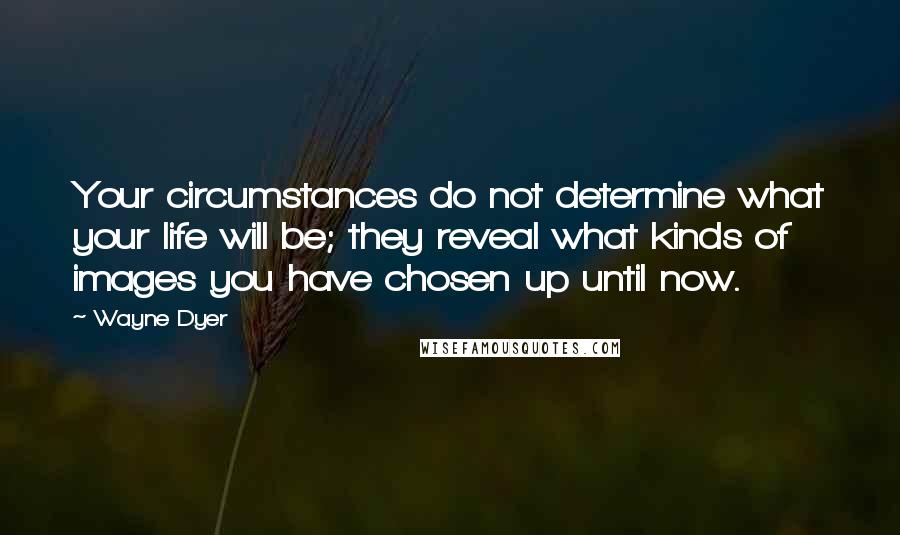 Wayne Dyer Quotes: Your circumstances do not determine what your life will be; they reveal what kinds of images you have chosen up until now.