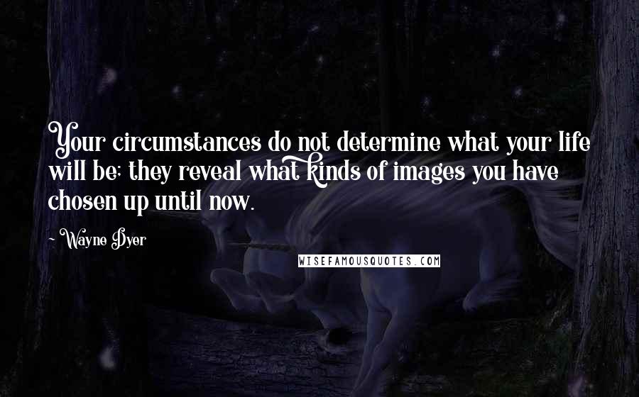 Wayne Dyer Quotes: Your circumstances do not determine what your life will be; they reveal what kinds of images you have chosen up until now.