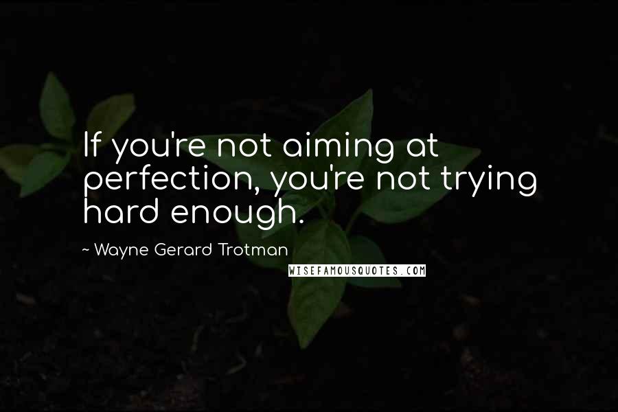 Wayne Gerard Trotman Quotes: If you're not aiming at perfection, you're not trying hard enough.