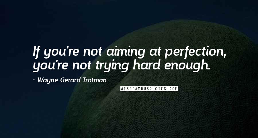 Wayne Gerard Trotman Quotes: If you're not aiming at perfection, you're not trying hard enough.