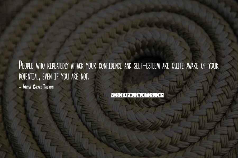 Wayne Gerard Trotman Quotes: People who repeatedly attack your confidence and self-esteem are quite aware of your potential, even if you are not.