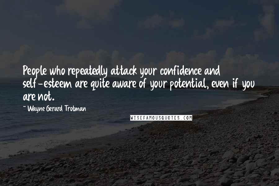 Wayne Gerard Trotman Quotes: People who repeatedly attack your confidence and self-esteem are quite aware of your potential, even if you are not.