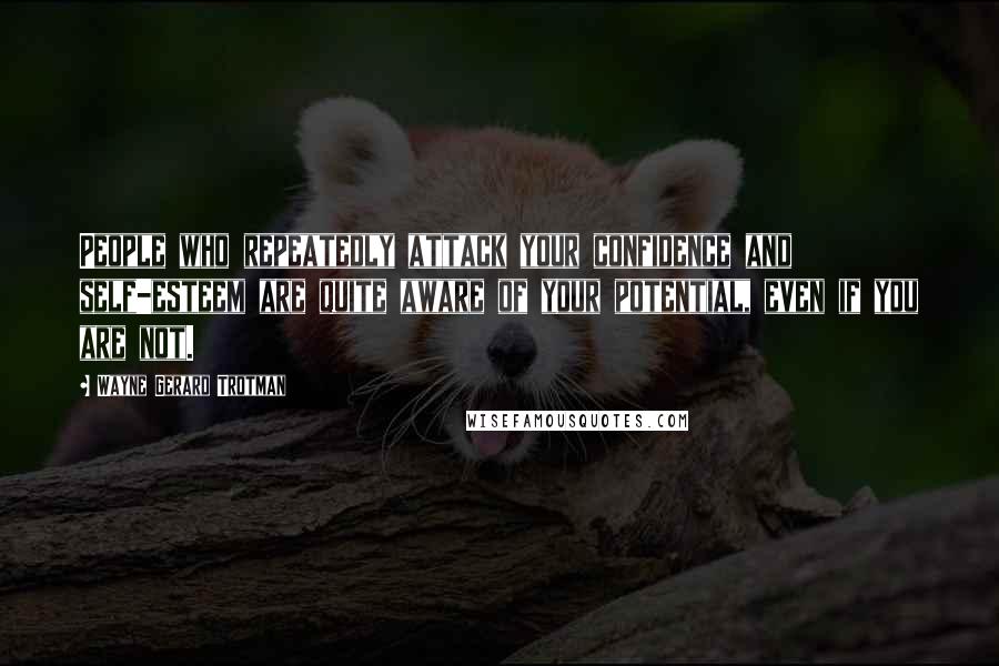 Wayne Gerard Trotman Quotes: People who repeatedly attack your confidence and self-esteem are quite aware of your potential, even if you are not.