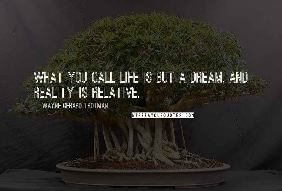 Wayne Gerard Trotman Quotes: What you call life is but a dream, and reality is relative.