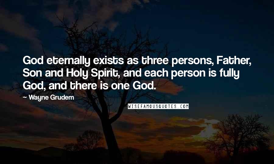 Wayne Grudem Quotes: God eternally exists as three persons, Father, Son and Holy Spirit, and each person is fully God, and there is one God.