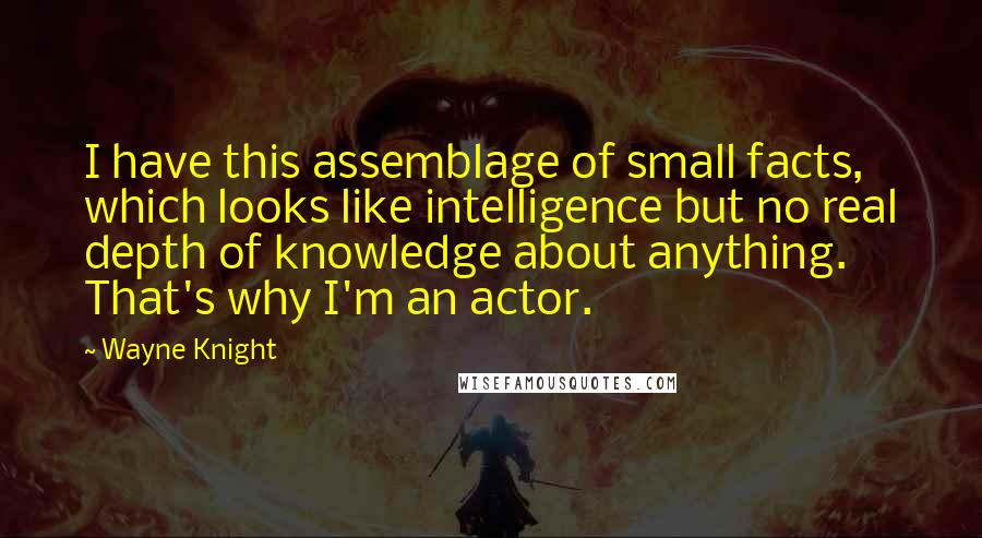 Wayne Knight Quotes: I have this assemblage of small facts, which looks like intelligence but no real depth of knowledge about anything. That's why I'm an actor.