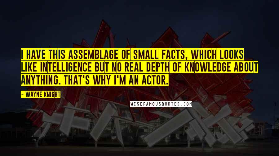 Wayne Knight Quotes: I have this assemblage of small facts, which looks like intelligence but no real depth of knowledge about anything. That's why I'm an actor.