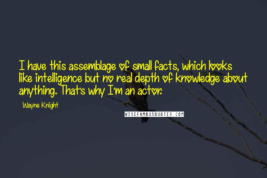 Wayne Knight Quotes: I have this assemblage of small facts, which looks like intelligence but no real depth of knowledge about anything. That's why I'm an actor.