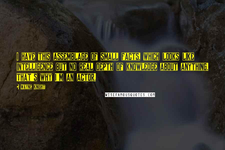 Wayne Knight Quotes: I have this assemblage of small facts, which looks like intelligence but no real depth of knowledge about anything. That's why I'm an actor.