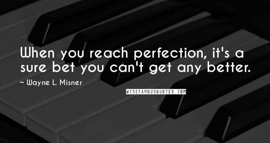 Wayne L. Misner Quotes: When you reach perfection, it's a sure bet you can't get any better.