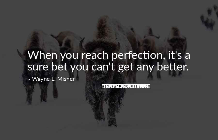 Wayne L. Misner Quotes: When you reach perfection, it's a sure bet you can't get any better.