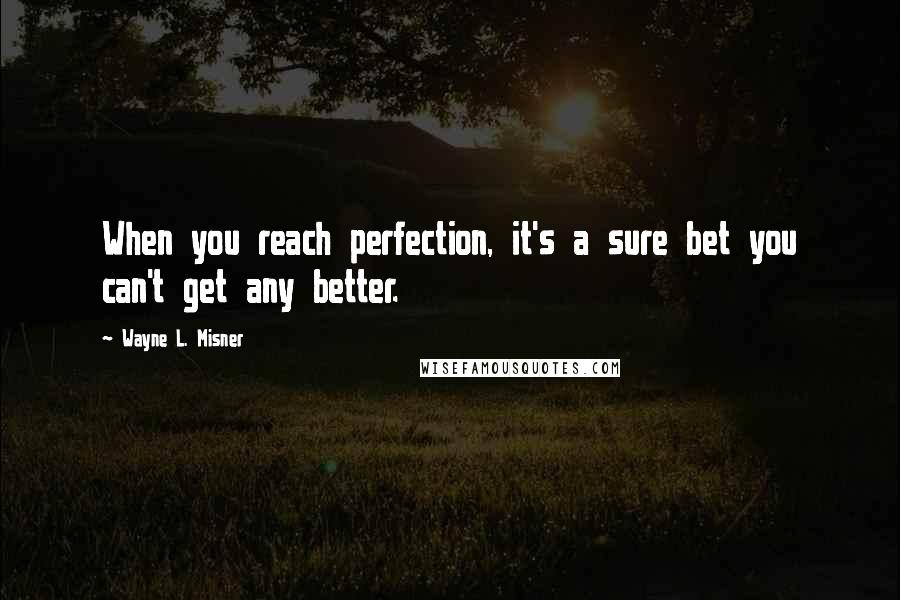 Wayne L. Misner Quotes: When you reach perfection, it's a sure bet you can't get any better.