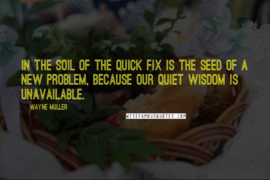 Wayne Muller Quotes: In the soil of the quick fix is the seed of a new problem, because our quiet wisdom is unavailable.