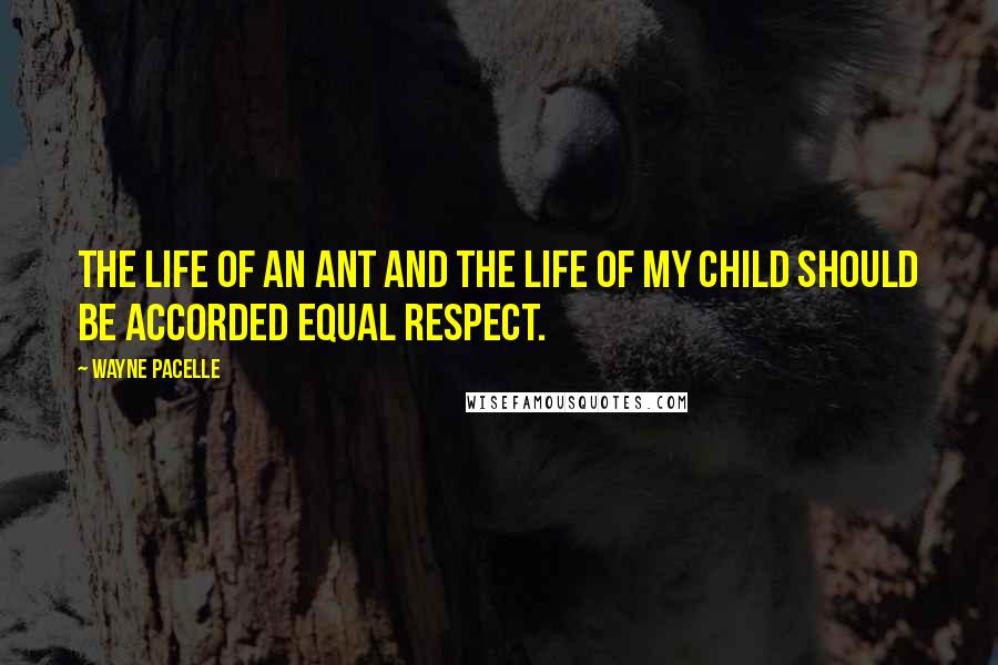 Wayne Pacelle Quotes: The life of an ant and the life of my child should be accorded equal respect.