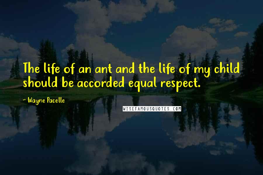 Wayne Pacelle Quotes: The life of an ant and the life of my child should be accorded equal respect.