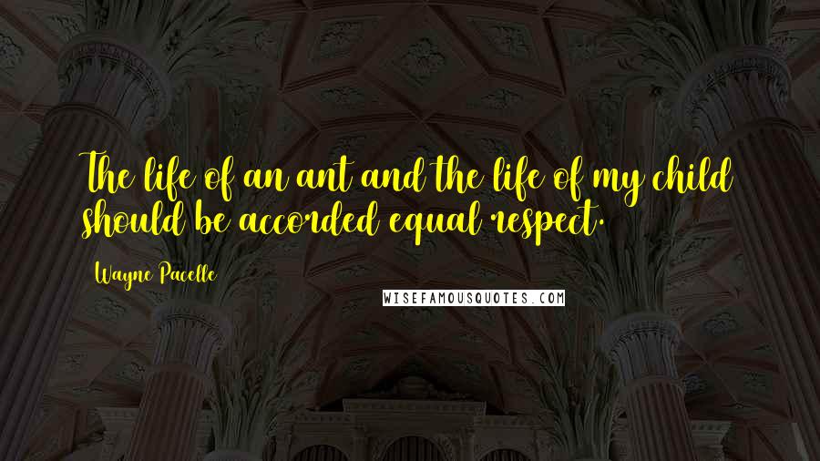 Wayne Pacelle Quotes: The life of an ant and the life of my child should be accorded equal respect.