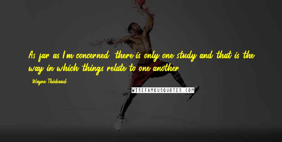 Wayne Thiebaud Quotes: As far as I'm concerned, there is only one study and that is the way in which things relate to one another.
