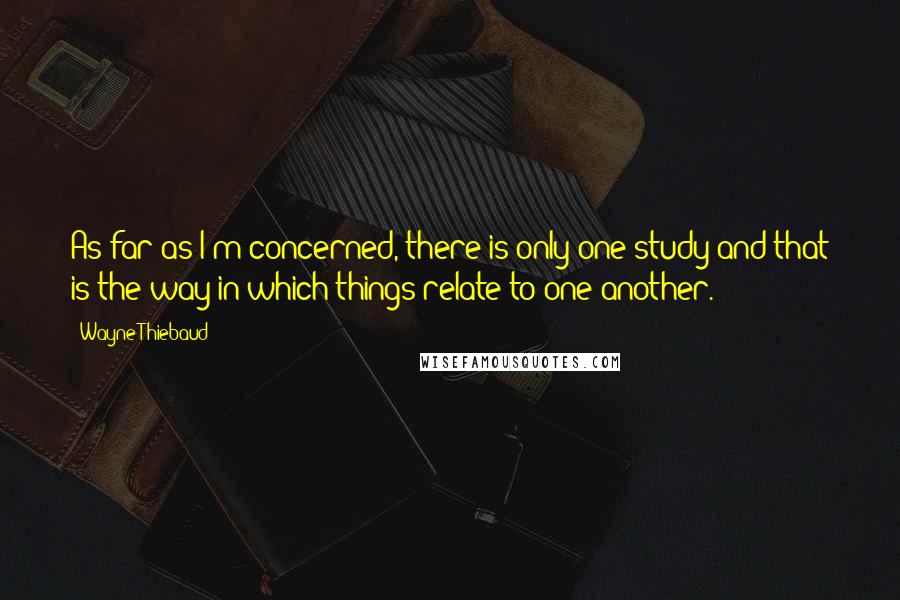 Wayne Thiebaud Quotes: As far as I'm concerned, there is only one study and that is the way in which things relate to one another.