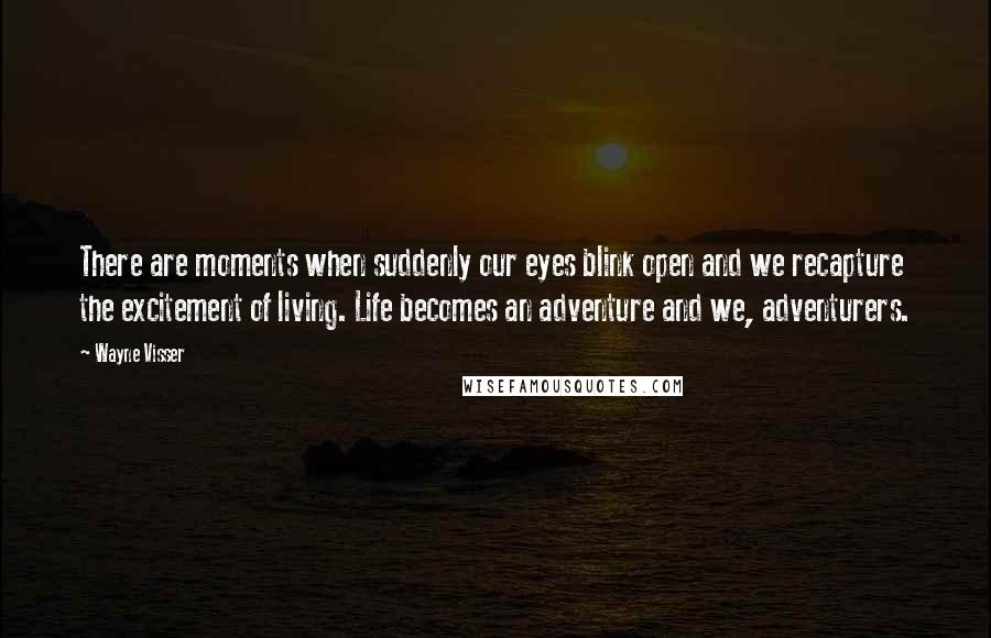 Wayne Visser Quotes: There are moments when suddenly our eyes blink open and we recapture the excitement of living. Life becomes an adventure and we, adventurers.