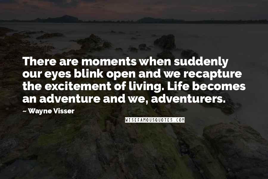 Wayne Visser Quotes: There are moments when suddenly our eyes blink open and we recapture the excitement of living. Life becomes an adventure and we, adventurers.