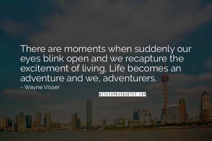 Wayne Visser Quotes: There are moments when suddenly our eyes blink open and we recapture the excitement of living. Life becomes an adventure and we, adventurers.