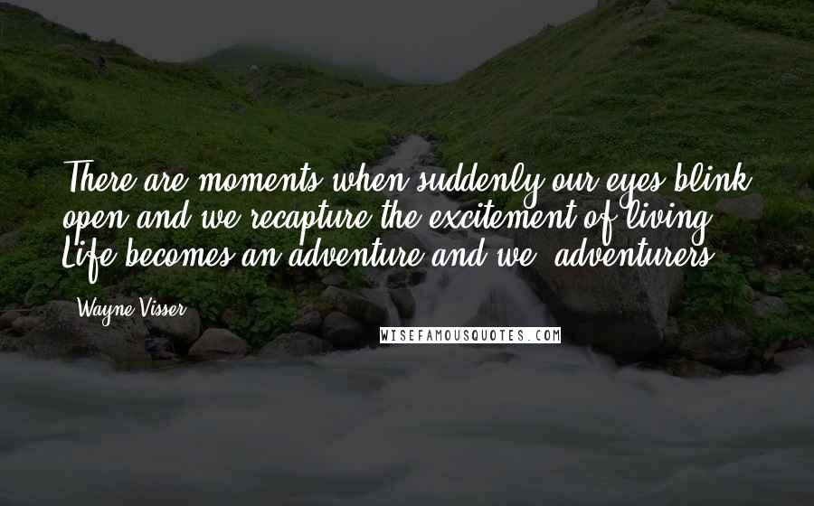 Wayne Visser Quotes: There are moments when suddenly our eyes blink open and we recapture the excitement of living. Life becomes an adventure and we, adventurers.