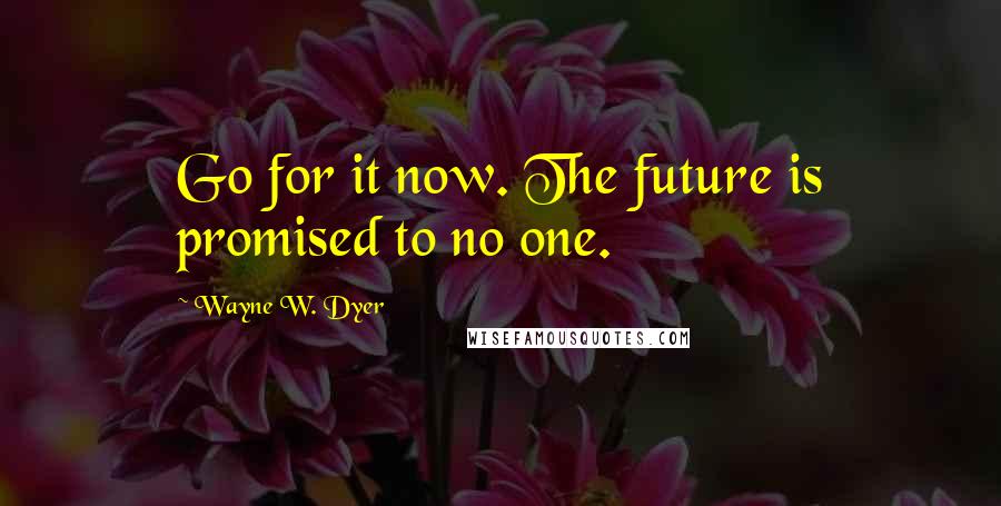 Wayne W. Dyer Quotes: Go for it now. The future is promised to no one.