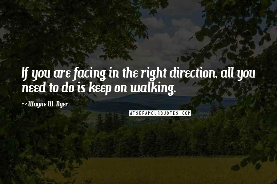 Wayne W. Dyer Quotes: If you are facing in the right direction, all you need to do is keep on walking.